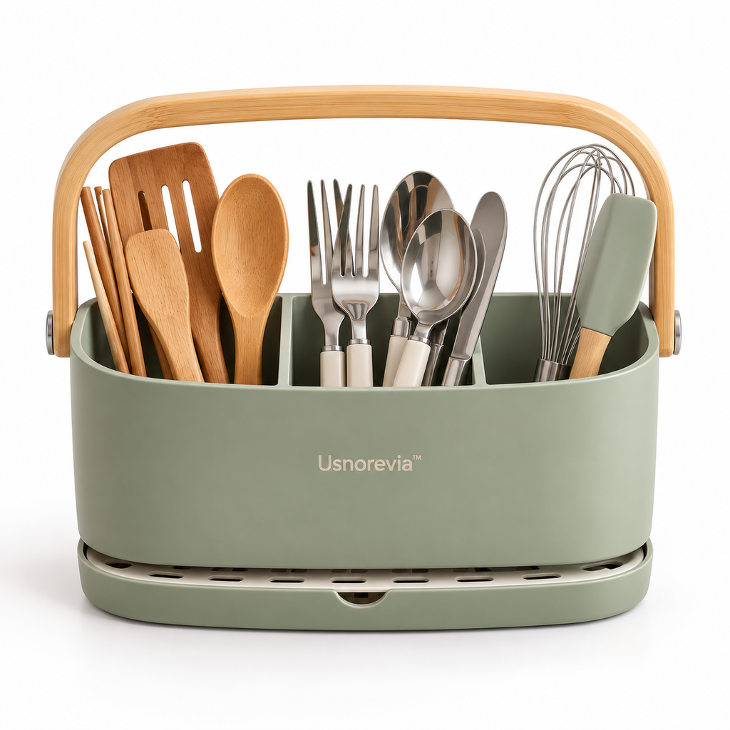 Usnorevia™ Portable Bamboo Utensil Caddy
