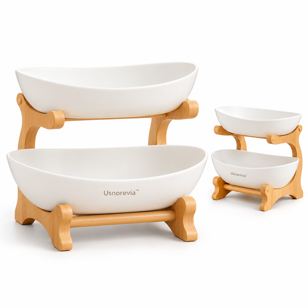 Usnorevia™ Double-Layer Ceramic Bamboo Wood Storage Rack