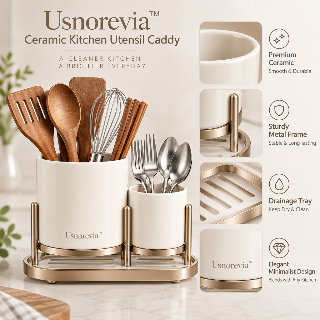 Usnorevia™ Ceramic Kitchen Utensil Caddy