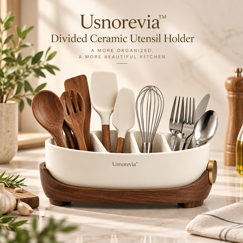 Usnorevia™ Divided Ceramic Utensil Holder