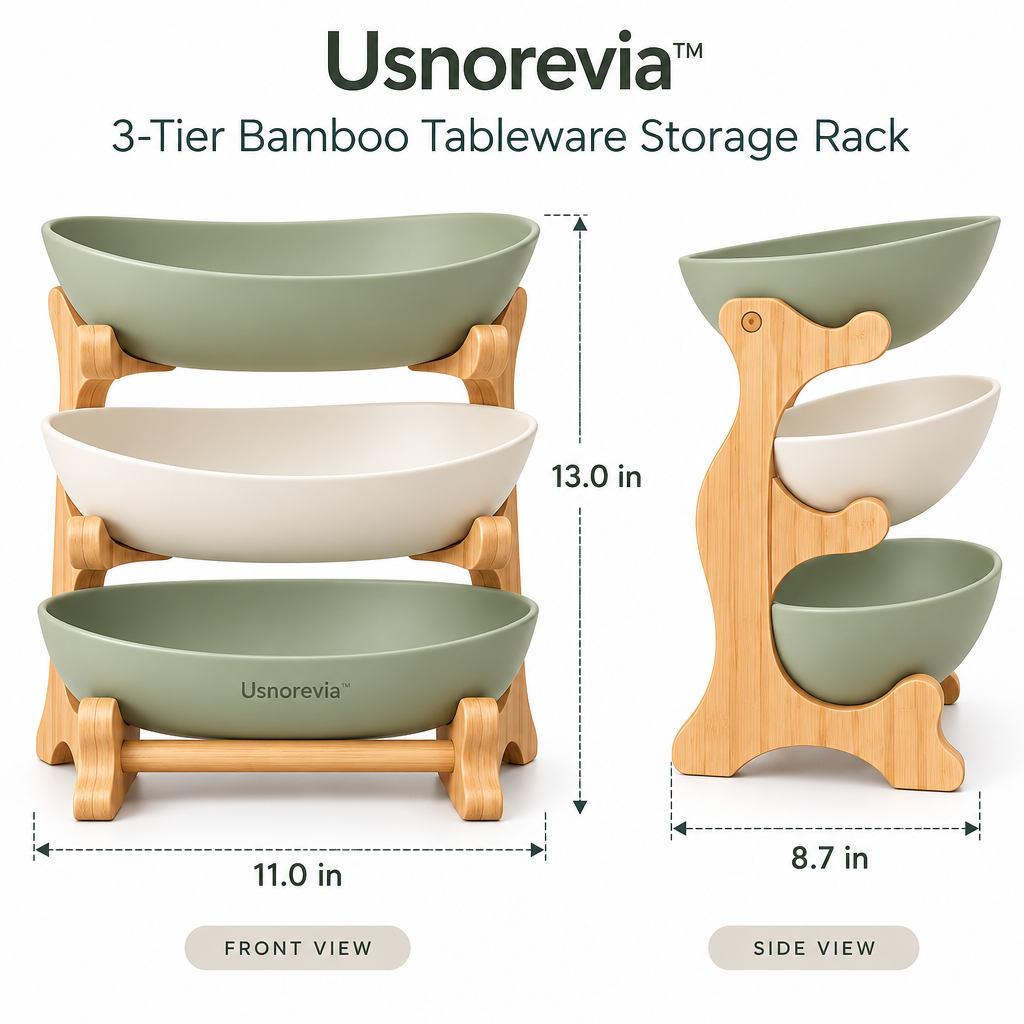 Usnorevia™ 3-Tier Bamboo Tableware Storage Rack