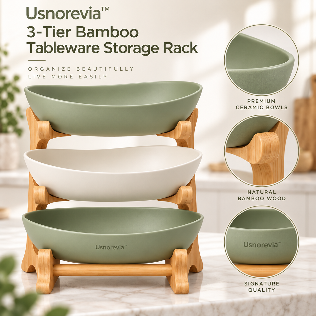 Usnorevia™ 3-Tier Bamboo Tableware Storage Rack