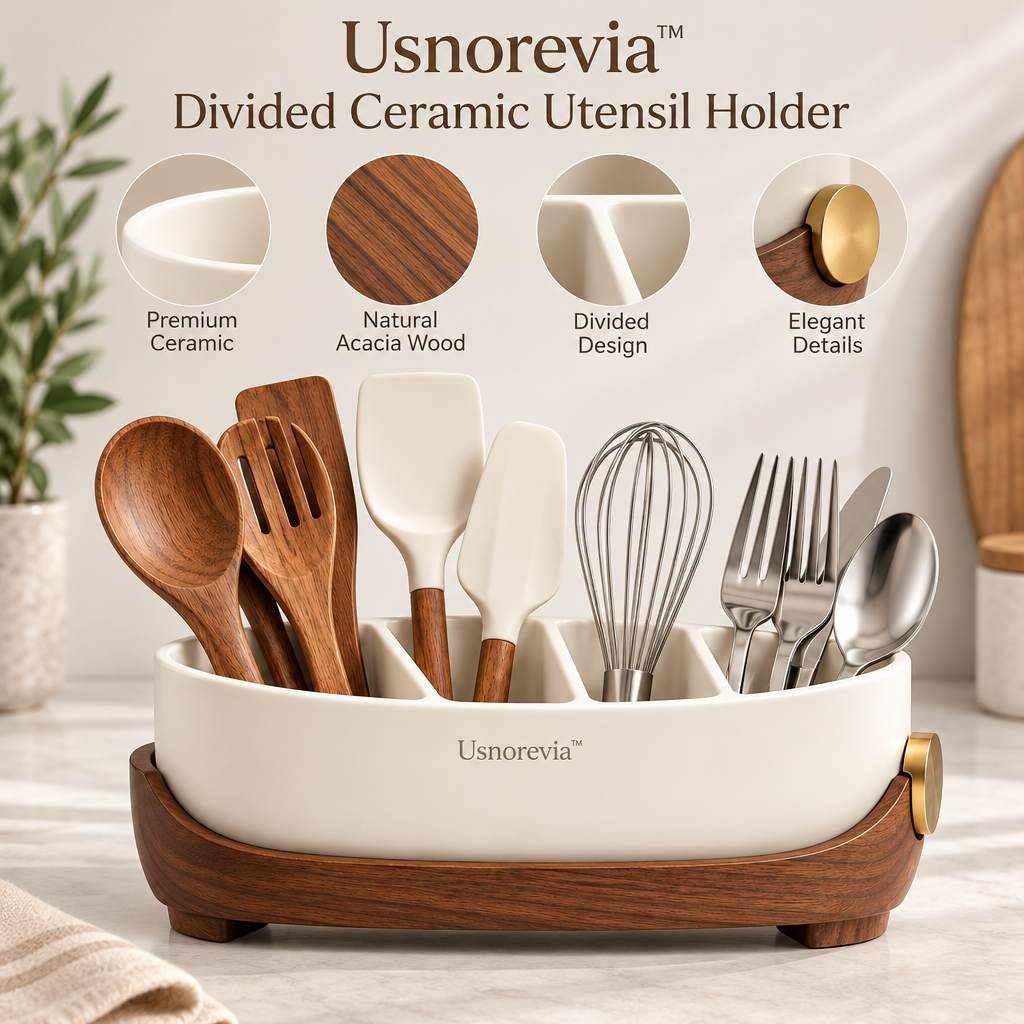 Usnorevia™ Divided Ceramic Utensil Holder