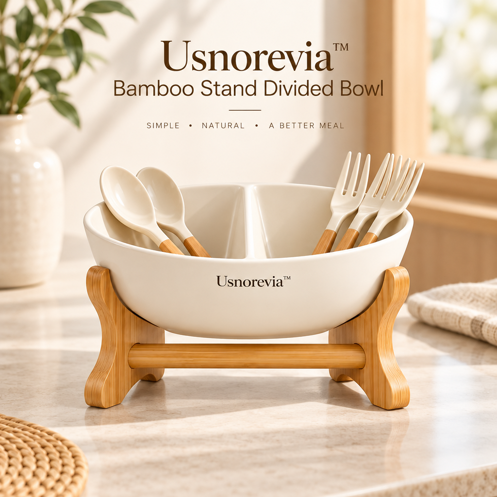Usnorevia™ Bamboo Stand Divided Bowl