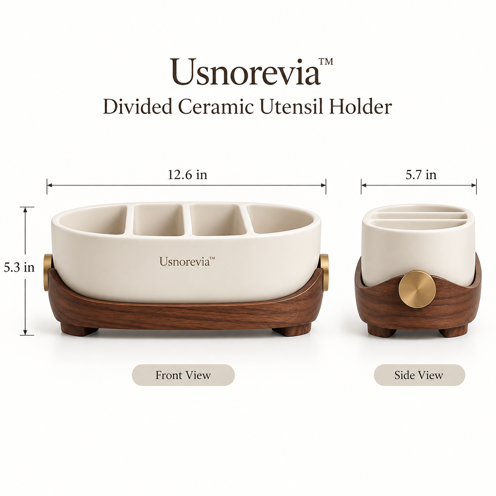 Usnorevia™ Divided Ceramic Utensil Holder