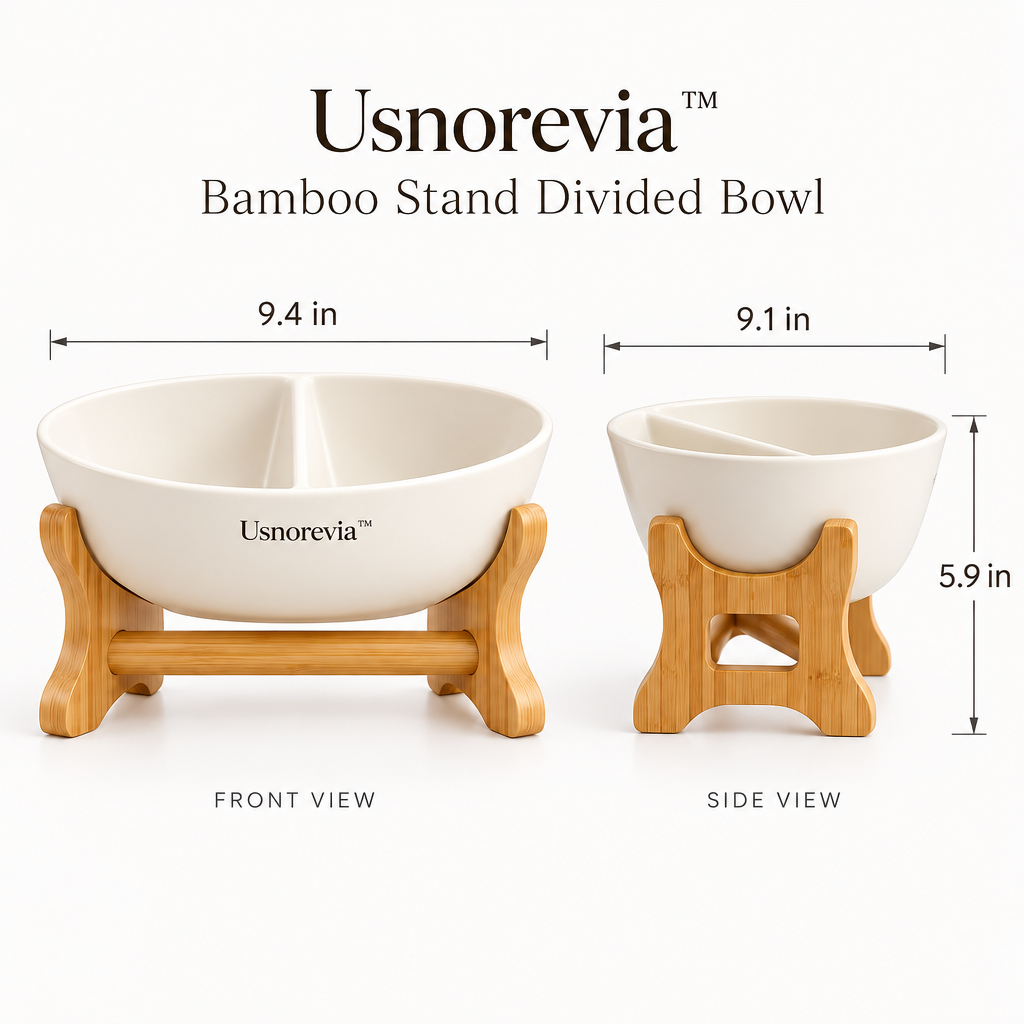 Usnorevia™ Bamboo Stand Divided Bowl