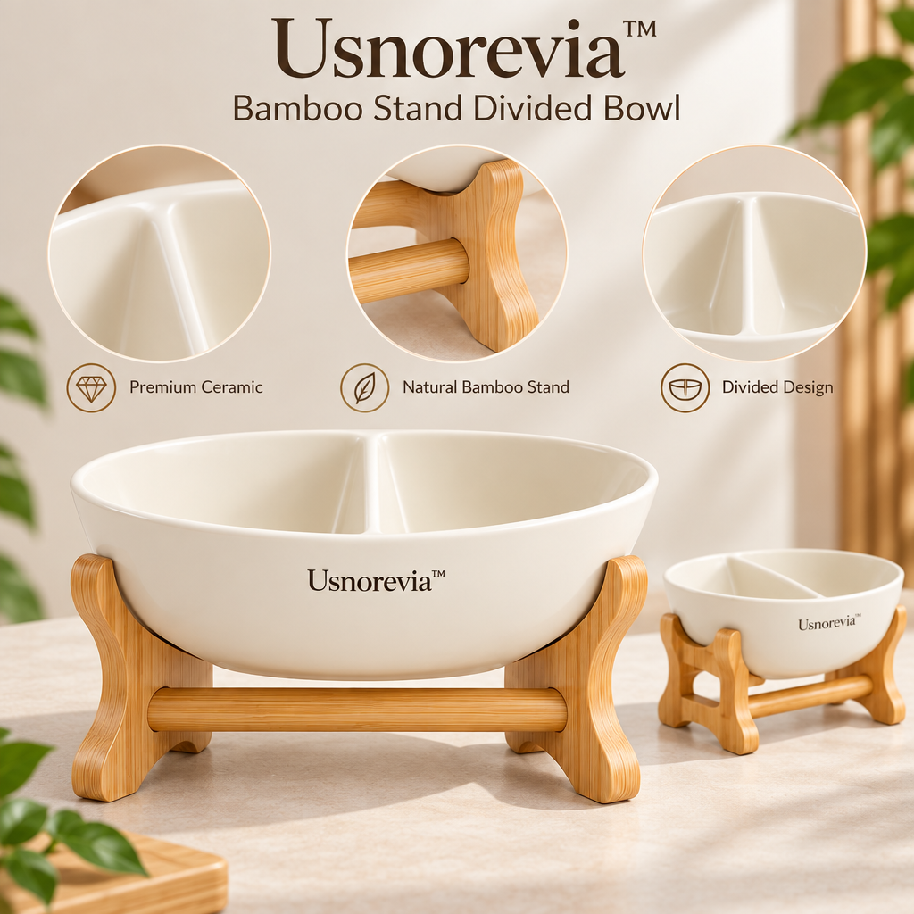 Usnorevia™ Bamboo Stand Divided Bowl
