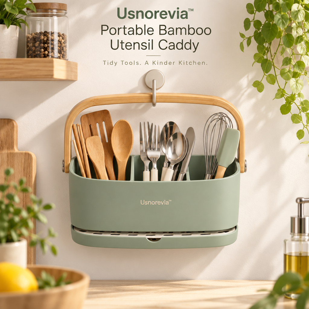 Usnorevia™ Portable Bamboo Utensil Caddy