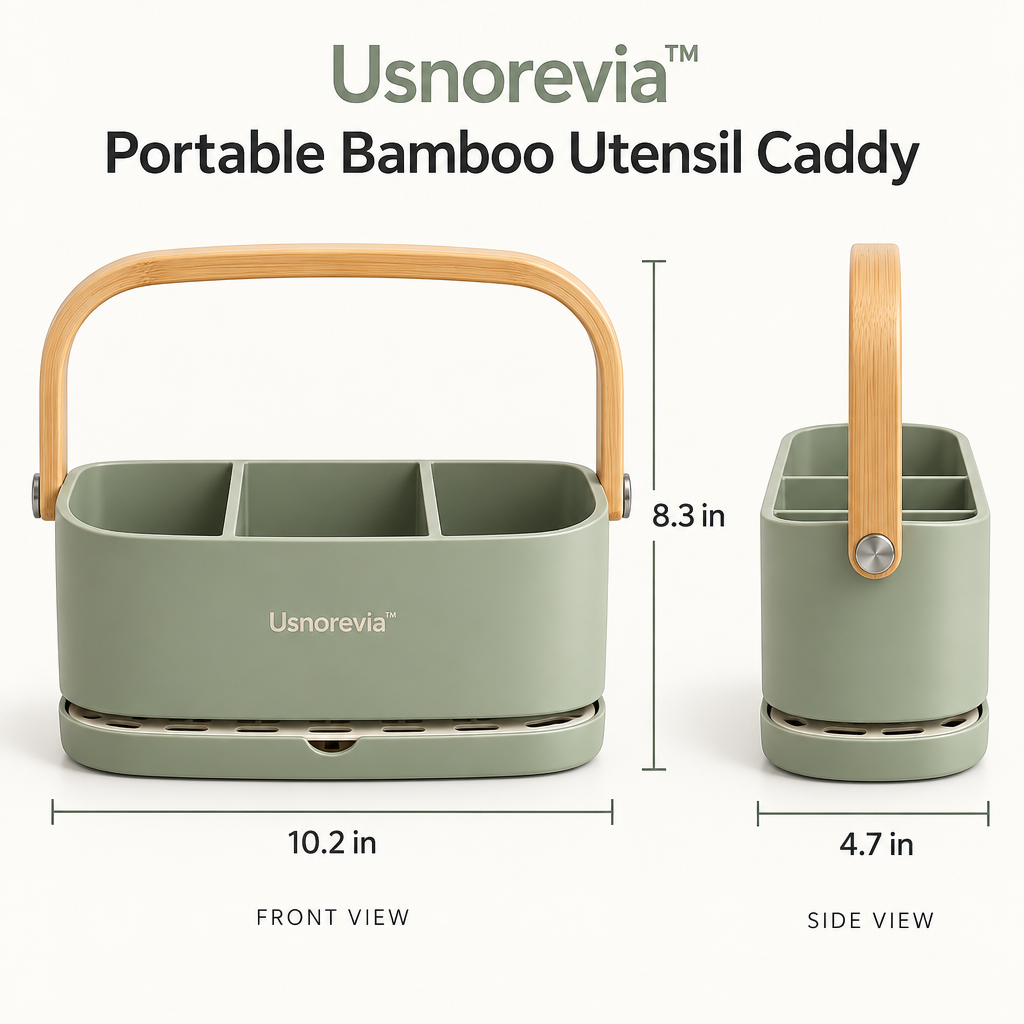 Usnorevia™ Portable Bamboo Utensil Caddy